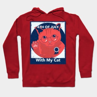 4th of July With My Cat Funny Pet Hoodie